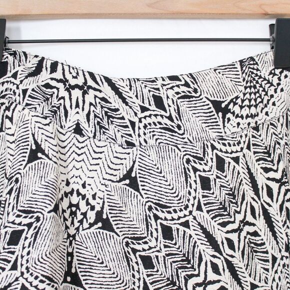 Monsoon Black and White Print Shark Bite Hem Midi Skirt US 12 - Picture 7 of 9